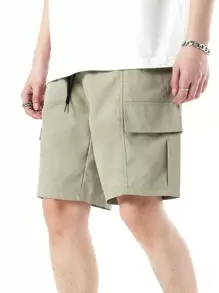 Manfinity Hypemode 男款鬆身貨物短褲,帶有翻蓋口袋和側邊束帶腰部 - 薄荷綠 - 查看 1