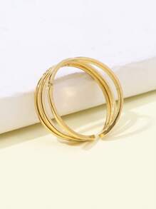 Criss Cross Cuff Ring - Yellow Gold - View 2