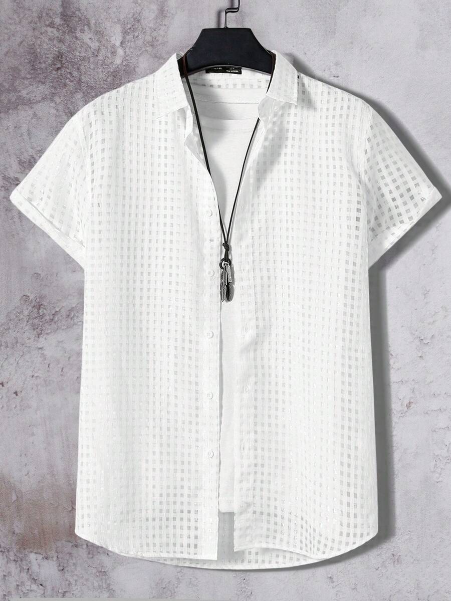 Manfinity Men Solid Button Front Shirt Without Tee - White - View 1
