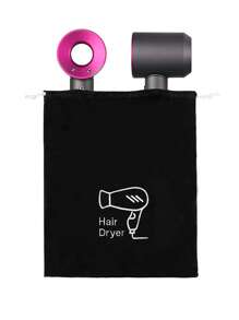 字母圖案旅行吹風機收納袋抽繩設計黑色滌綸繩索包,壁櫥收納,旅行便攜包,防水口袋,服裝分類懸掛包 - 黑色 - 查看 2