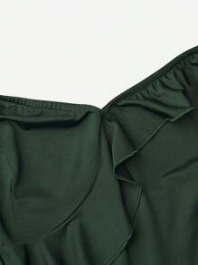 Celure Plus Ruffle Trim Tube Top - Dark Green - View 3