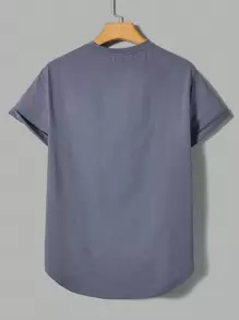 Manfinity VCAY Men Letter Patched Detail Curved Hem Tee