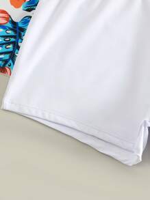 Vestido de baño corto con estampado tropical para playa de verano - Blanco - Ver 5