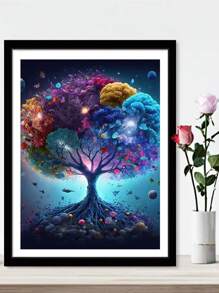 1套PMMA DIY無框鑽石畫樹形圖案DIY鑽石無框畫用於家居裝飾禮品 - 彩色 - 查看 1
