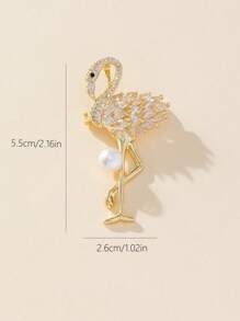 Rhinestone Decor Thiết kế Flamingo Trâm - Vàng - Xem 3