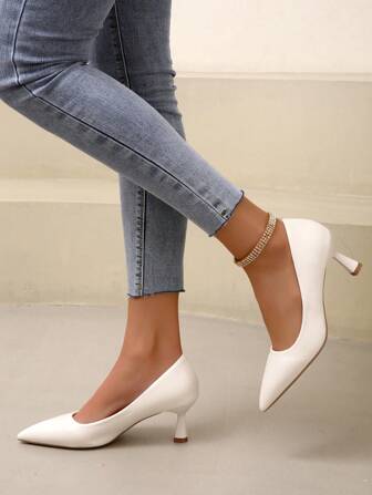 Women's Fashion Open Heel High Heels - Solid Color Pointed Toe High Heels, Women Shoes