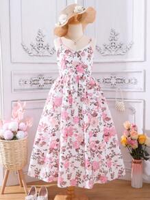 SHEIN Vestido Cami Estampado Floral Para Garotas Adolescentes