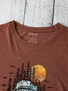 SHEIN LUNE Áo thun nữ Lễ Các Thánh Giải trí - Cà phê nâu - Xem 5