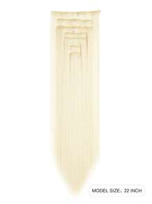 Synthetic Hair Extensions, Hair Extensions Clip In 22" Straight Hair Pieces,7 Pcs/Set 16 Clips Long Straight Hairpieces Clip On Hair Extension - Beige - View 2