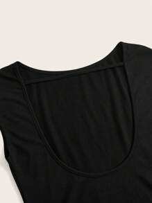 SHEIN EZwear Solid Backless Batwing Sleeve Dress - Black - View 3