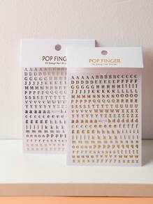 2 张字母图案美甲贴纸 DIY 指甲饰品 指甲宝石 美甲用品 - 彩色 - 查看 1