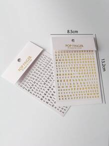 2 张字母图案美甲贴纸 DIY 指甲饰品 指甲宝石 美甲用品 - 彩色 - 查看 4