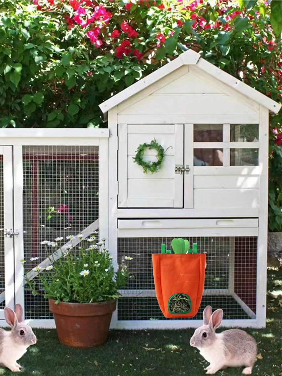 1pc Carrot Design Rabbit Feeding Bag For Small Animal For Food Feeding - Orange - View 1