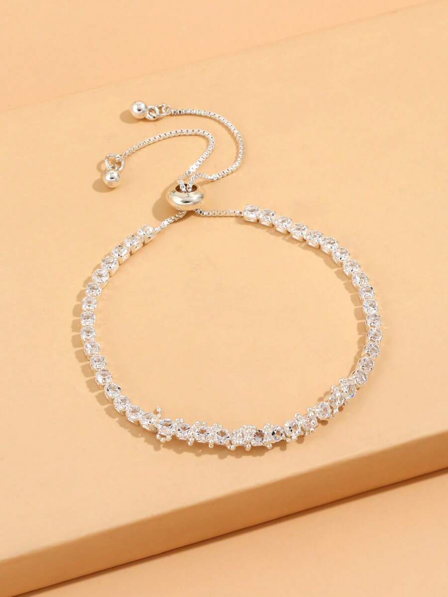 1pc Minimalist Design Adjustable Crystal Claw Chain Bracelet For Women