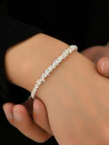 1pc Minimalist Design Adjustable Crystal Claw Chain Bracelet For Women