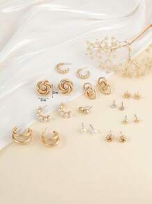 11 cặp Loại bướm & Đồ trang trí Ngọc Trai giả Hoa tai - Vàng - Xem 3