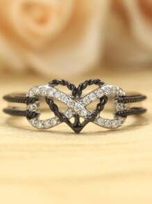 Nhẫn trang trí biểu tượng Polyamory Rhinestone - màu đen - Xem 1