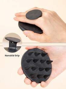 BASIC LIVING 1pc Scalp Massager Shampoo Brush Scrubber With Soft Silicone Bristles For Hair, Wet & Dry Use Home Bathroom Decor Summer