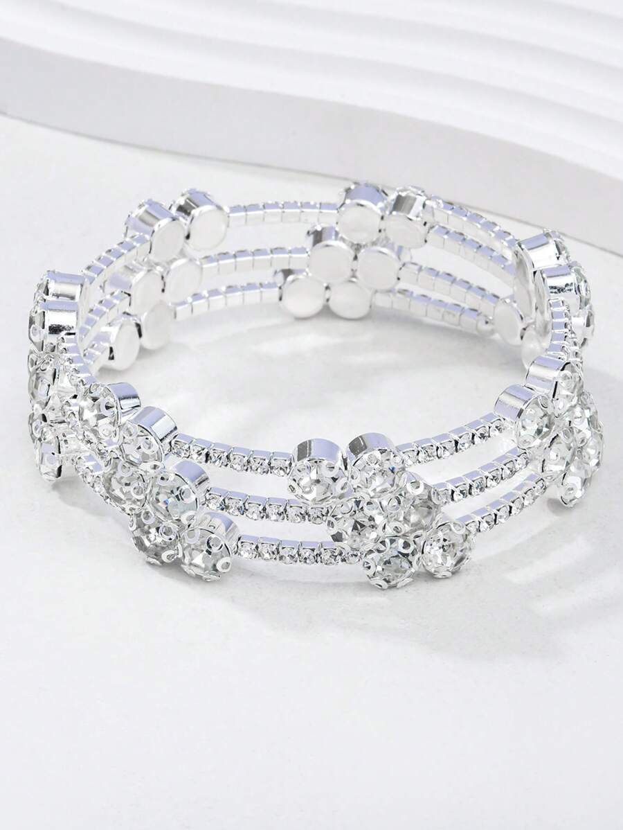Vòng tay trang trí rhinestone - Bạc - Xem 1