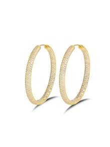 1 Đôi Khuyên Tai Vòng Đính Đá Cubic Zirconia Trang Trí Quyến Rũ Dành Cho Nữ Trang Trí Hàng Ngày - Vàng - Xem 5