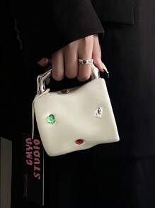 1 pieza Taza de cerámica con diseño único decorada con gemas, adecuada para regalar y parejas - Blanco - Ver 6