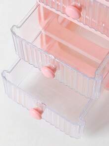 1 pieza Caja de almacenamiento de escritorio transparente - Rosa - Ver 4