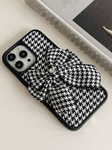 千鳥格圖案蝴蝶結裝飾手機殼 - 彩色 - 查看 3