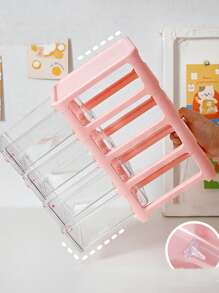 1 pieza Caja de almacenamiento de escritorio transparente - Rosa - Ver 5