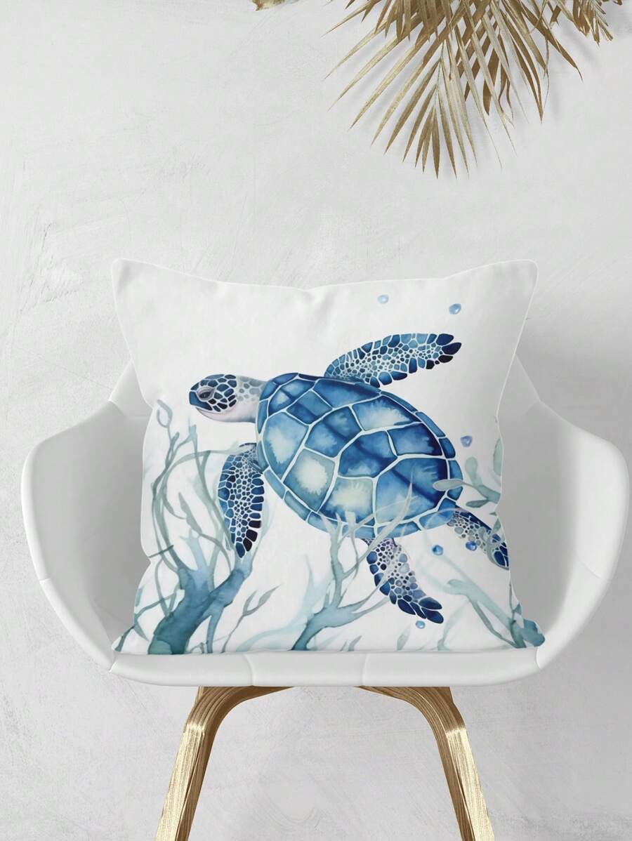 1入組無填充物海龜印花靠墊套客廳布藝裝飾抱枕套家居裝飾 - 彩色 - 查看 1