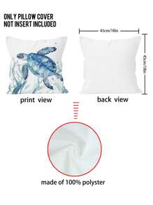 1入組無填充物海龜印花靠墊套客廳布藝裝飾抱枕套家居裝飾 - 彩色 - 查看 3