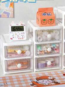 1 pieza Caja de almacenamiento de escritorio transparente - Rosa - Ver 6