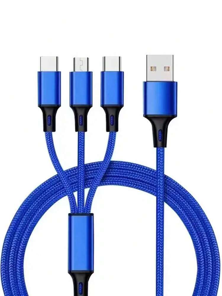 1pc Blue Polyamide 3In1 Cable