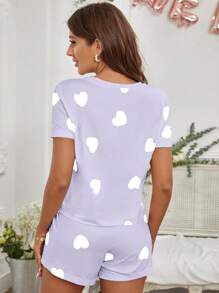Heart Print Tee & Shorts PJ Set / Pajama Set