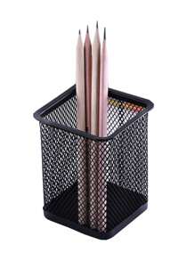 1入組素色鏤空設計筆架學生用簡約多用途桌面文具收納盒辦公文具收納