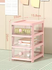 1 pieza Caja de almacenamiento de escritorio transparente - Rosa - Ver 10