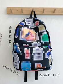 馬賽克圖案休閒背包拉鍊中等適用於學校 - 彩色 - 查看 3