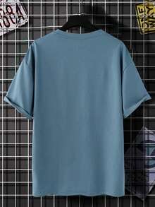 Manfinity Homme Áo thun & Áo lót Nam Khối Màu Giải trí - Màu xanh bụi bặm - Xem 2