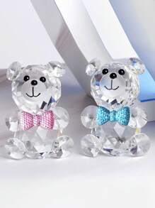 1pc Bear Design Decoration Craft, Royal Blue Artificial Crystal Ornament, For Home Decor, Gift - Royal Blue - View 1