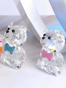 đồ vật trang trí pha lê nhân tạo, phim hoạt hình chú gấu dễ thương thiết kế trang trí thủ công cho gia đình - Hồng - Xem 2