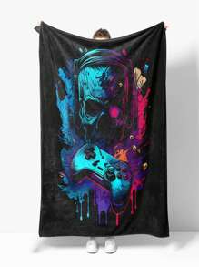 1 Hộp Sọ & Tay Cầm Chơi Game Hoa Văn Chăn Hiện Đại Vải Dệt Kim Mềm Mại & Chăn Ấm Cho Phòng Khách & Phòng Ngủ trang Trí Nhà Cửa - Nhiều màu - Xem 1