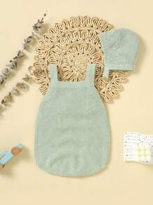 Baby Button Detail Knit Bodysuit Without Tee - Green - View 2