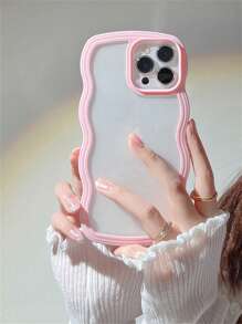 Clear Wavy Frame Phone Case - Purple - View 1