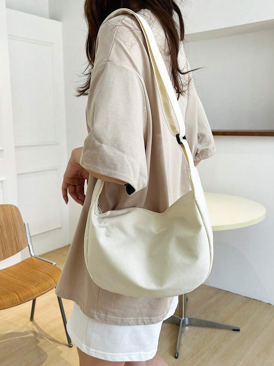 Canvas Hobo Bag School Bag For Graduate,Teen Girls,Freshman,Sophomore,Junior & Senior In College,University & High School,Perfect For Outdoors ,Travel & Back To School, Minimalist Style Women Bag - Beige - View 1