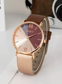 GAIETY 1 Đồng hồ nữ Kaki & Cà phê Màu nâu PU Dây đeo Polyurethane Thời trang Đồng hồ thạch anh mặt tròn & 1 Đồng hồ đeo tay bằng hợp kim kẽm đính đá giả ngọc trai trang trí, cho cuộc sống hàng ngày Ngày lễ - Nhiều màu - Xem 2