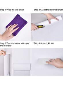 1張厚白色砂礫自粘式牆紙,防水和防污染,適用於房間裝飾、櫥櫃和檯面 - 白色 - 查看 4