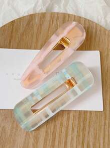 2pcs Women Graphic Geometric Design Fashionable Hair Clip For Daily Life