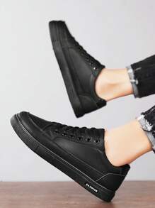 desportivo Sapatos de skate para frente com cadarço Tênis - Preto - Ver 2