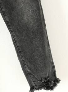 Toddler Boys Ripped Frayed Raw Trim Jeans - Black - View 5