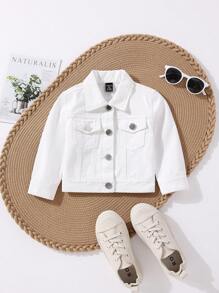 Baby Flap Pocket Denim Jacket - White - View 1