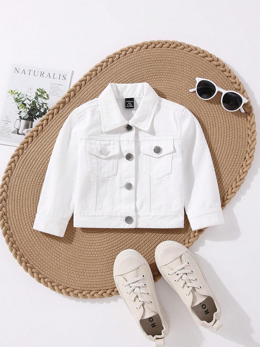Baby Flap Pocket Denim Jacket - White - View 1